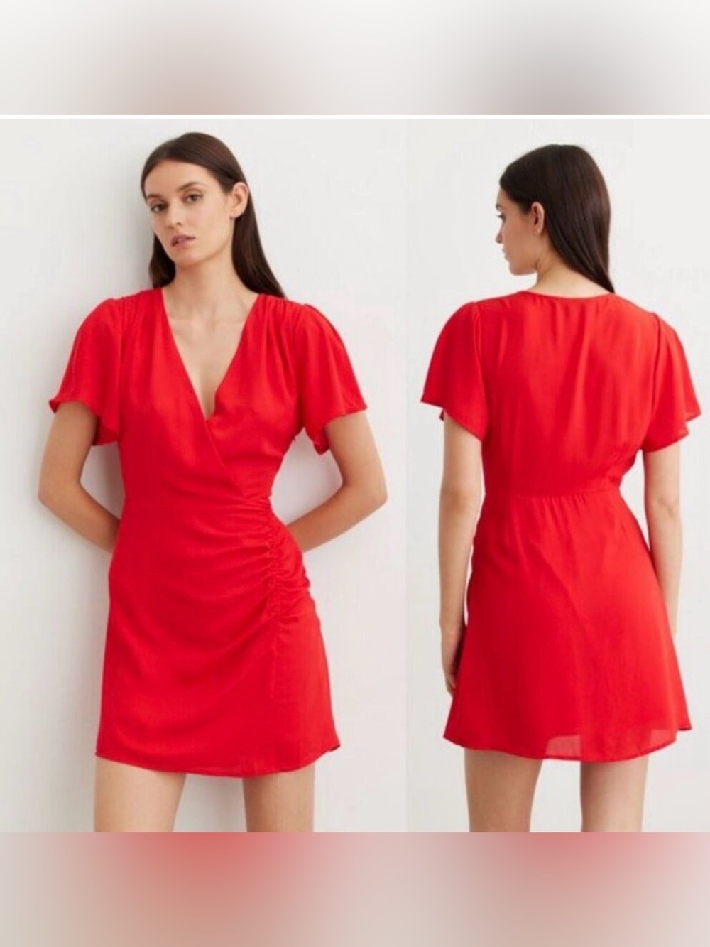 Dynamite Red Wrap Front Mini Dress Size Small
